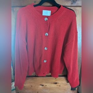 Red Crewneck Cardigan